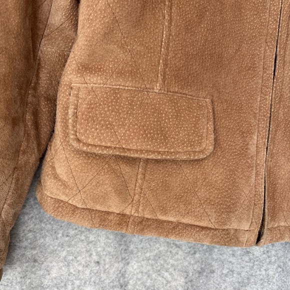 Vintage Casablanca Suede Leather Jacket Womens S Brown Zip Front Retro Coat - Picture 3 of 16